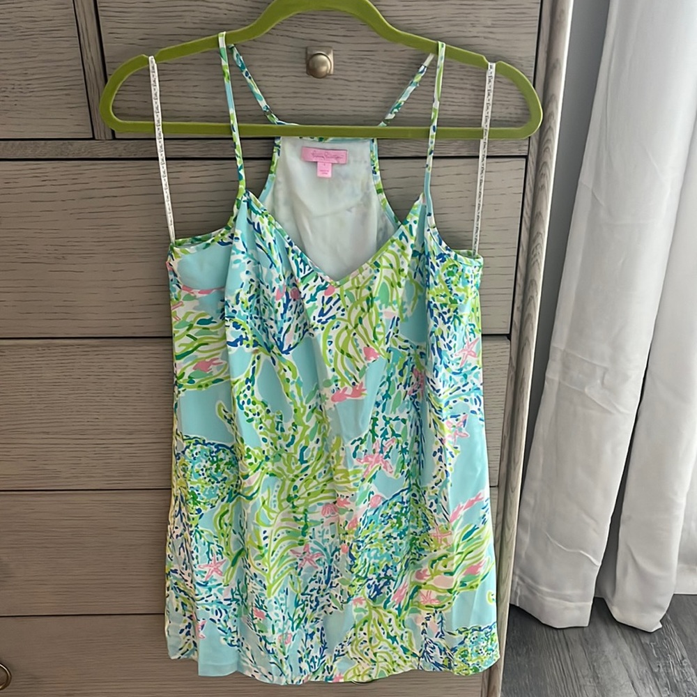 Lilly Pulitzer Sky Blue Heaven racerback silk tank dress